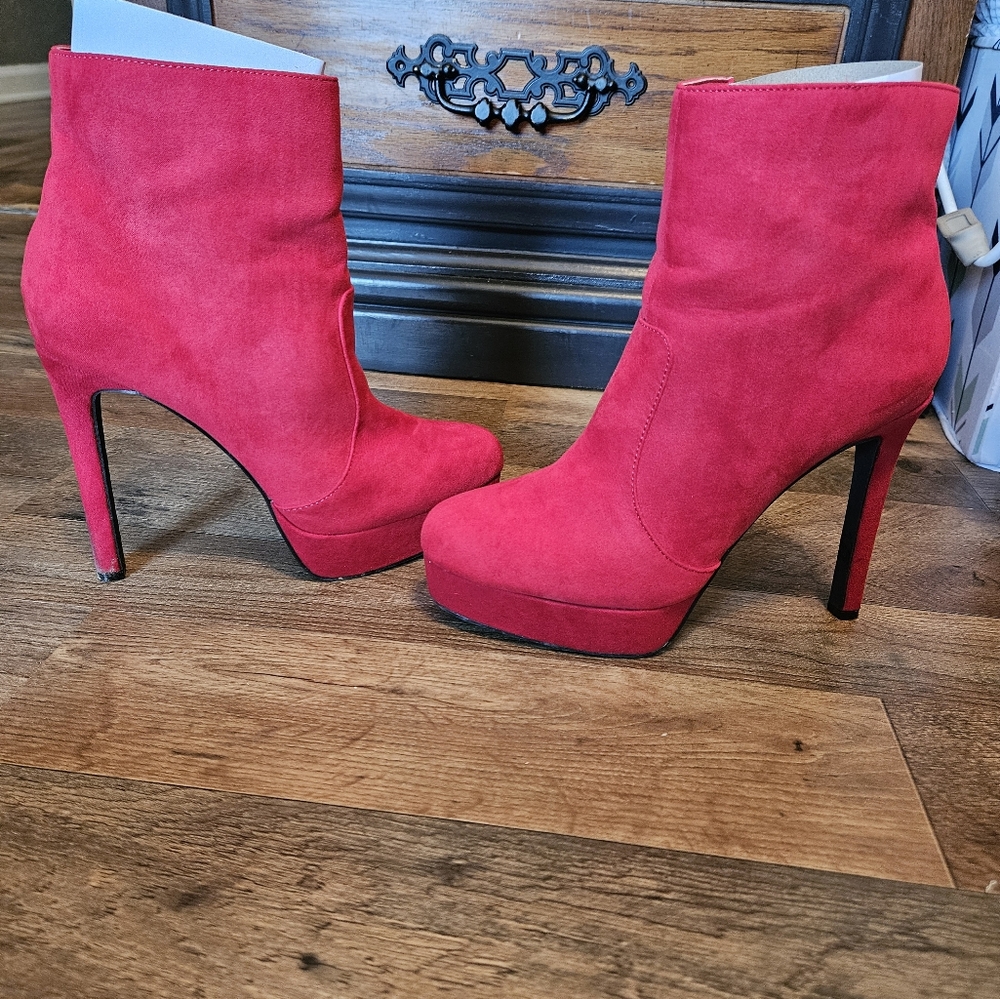 Red ankle boots